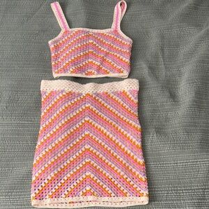 Mini skirt + crochet top set 🩷